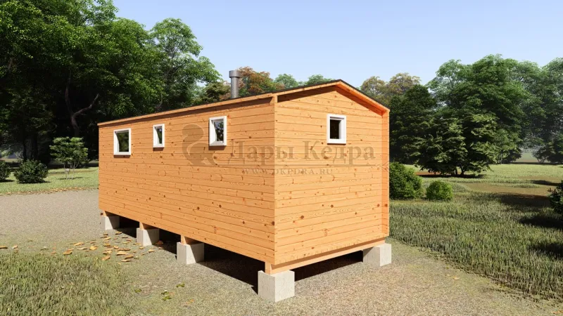 Каркасная баня «Барн» из кедра 6х2,2 метра