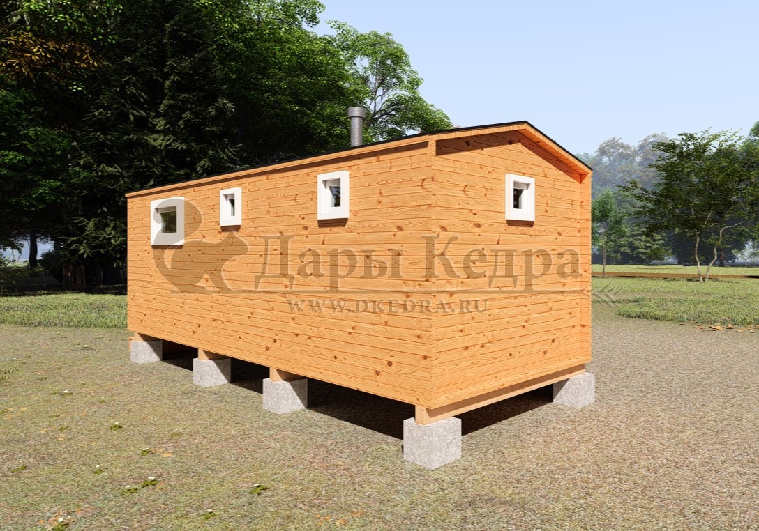 Каркасная баня Барн из кедра 6х2.3 м