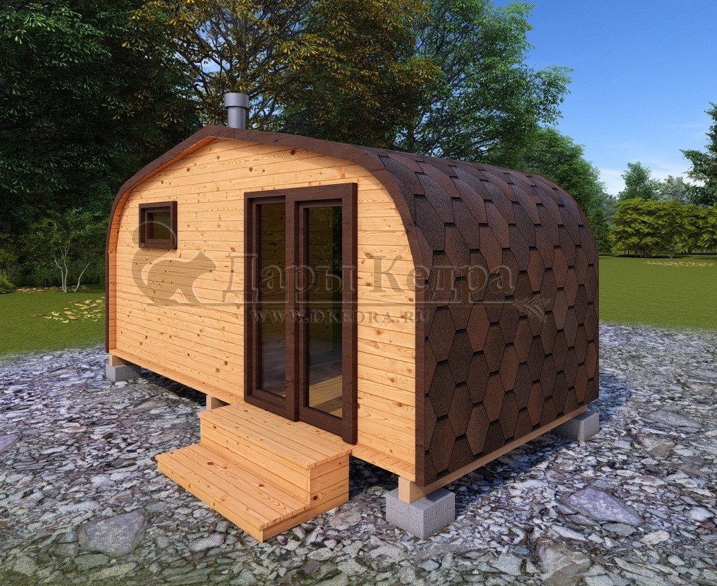 Баня «Викинг» из кедра 5х2,35 м с боковым входом